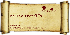 Mekler András névjegykártya